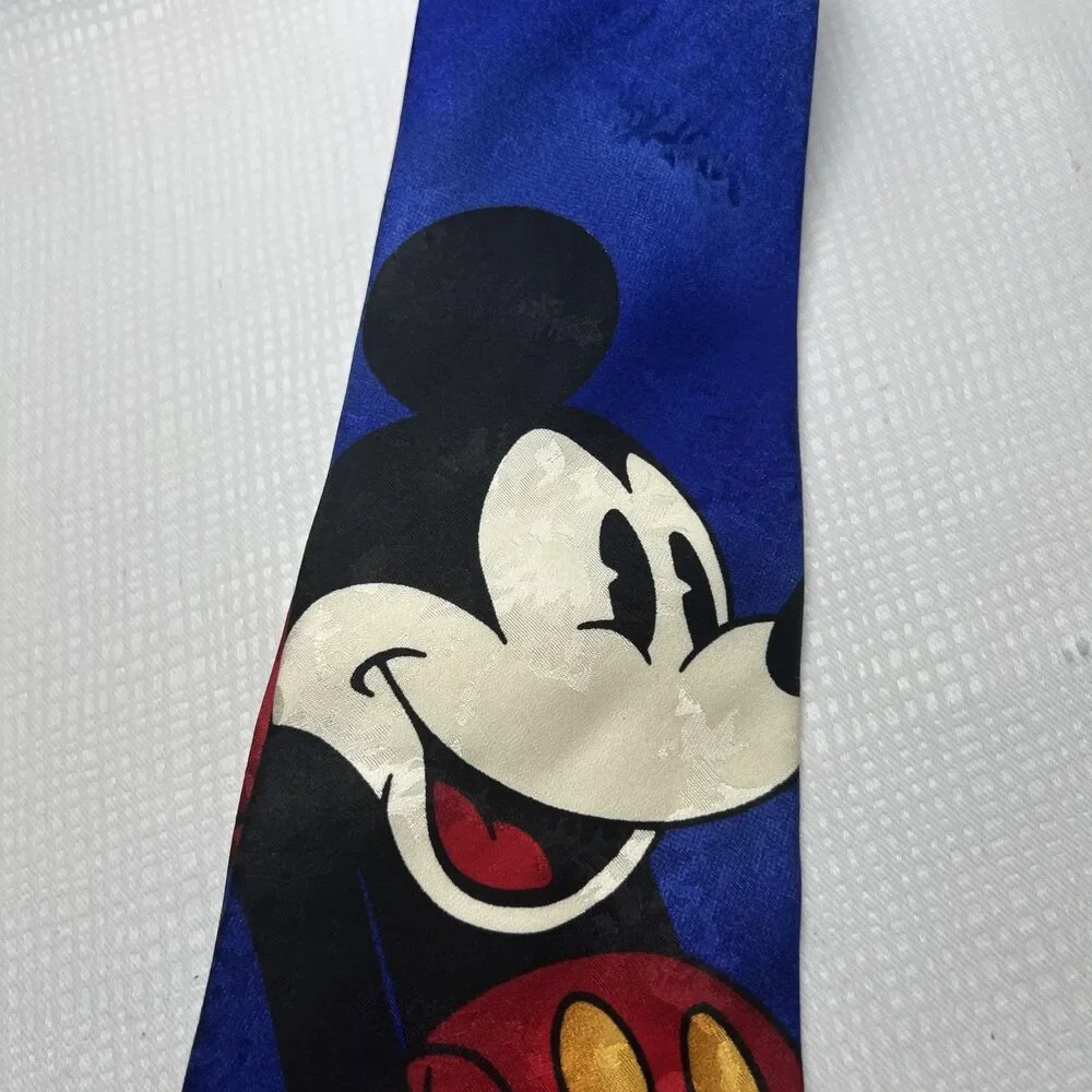 The Disney Store Mickey Mouse Blue Men's Tie 100% Silk Primary Colors 60” L